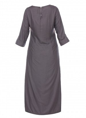 Grey Printed 3/4 Sleeve kurta