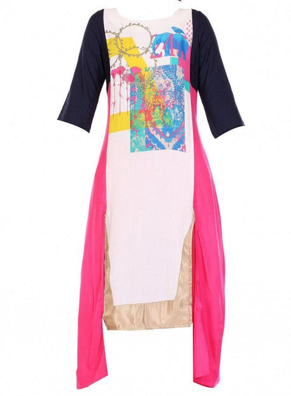 Multicoloured Printed 3/4 Sleeve kurta - wforwoman