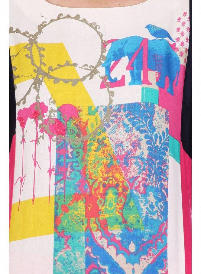 Multicoloured Printed 3/4 Sleeve kurta - wforwoman