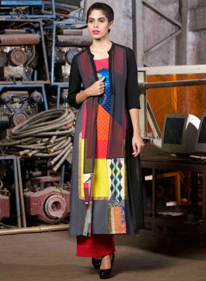 Multicoloured Printed 3/4 Sleeve kurta - wforwoman