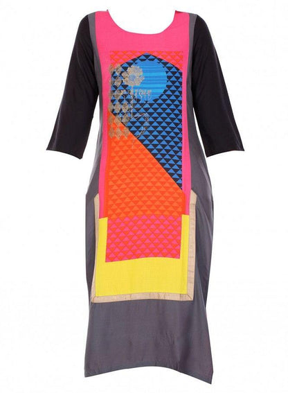 Multicoloured Printed 3/4 Sleeve kurta - wforwoman