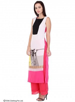 Multicoloured Printed Sleeveless kurta