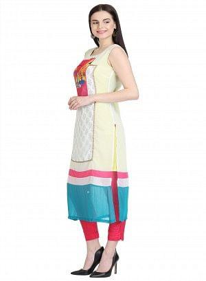 Multicolor Sleeve Less Printed kurta - wforwoman