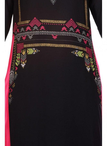 Black Printed 3/4 Sleeve kurta - wforwoman