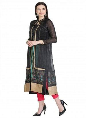 Black Full Sleeve Printed kurta - wforwoman