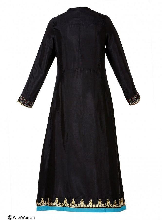 Black Printed 3/4 Sleeve kurta - wforwoman