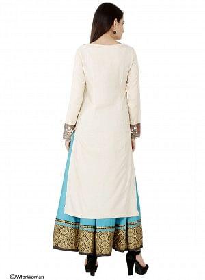 Beige Printed Full Sleeve kurta - wforwoman