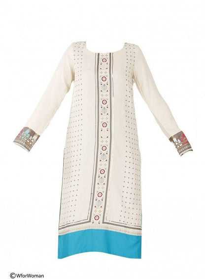 Beige Printed Full Sleeve kurta - wforwoman