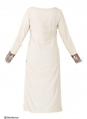 Beige Printed Full Sleeve kurta - wforwoman