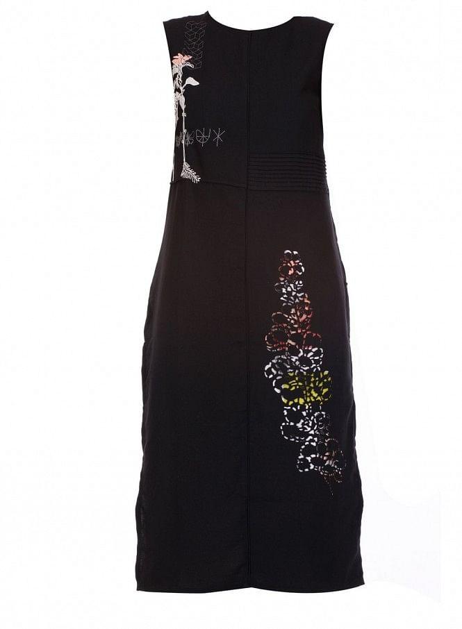 Black Printed Sleeveless kurta - wforwoman