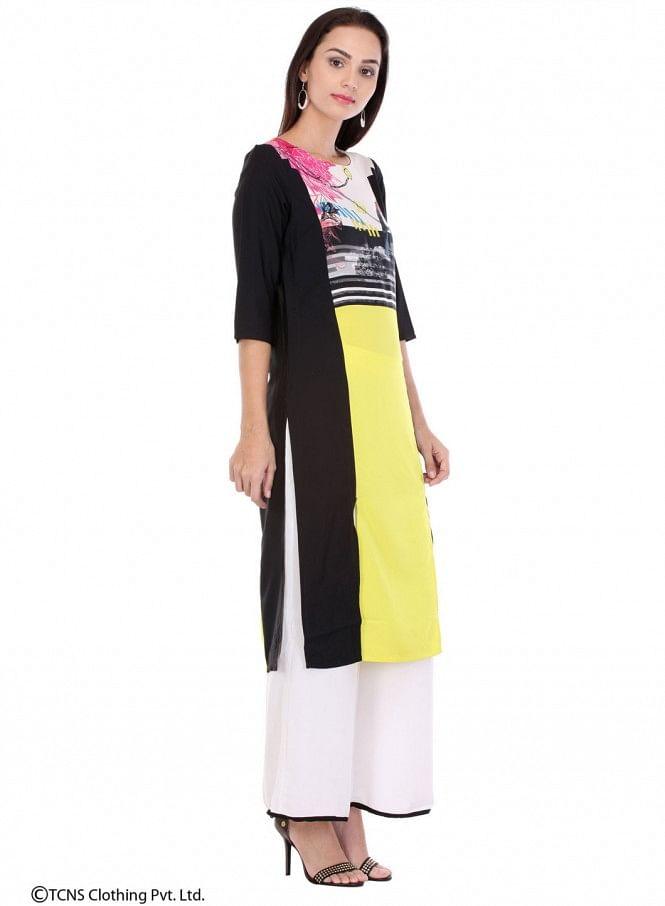 Multicoloured Printed 3/4 Sleeve kurta - wforwoman