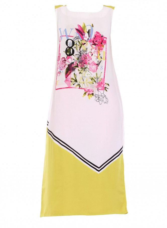 White Printed Sleeveless kurta - wforwoman