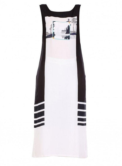 White Printed Sleeveless kurta - wforwoman