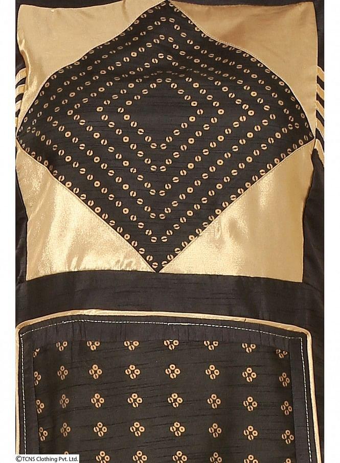 Black Printed Sleeveless kurta - wforwoman