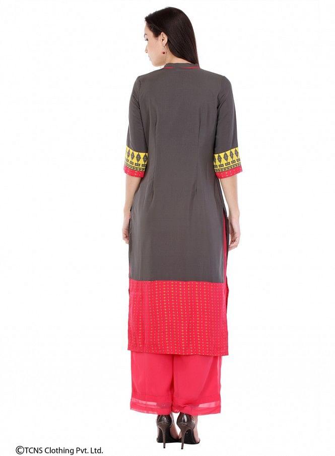 Multicoloured Printed 3/4 Sleeve kurta - wforwoman