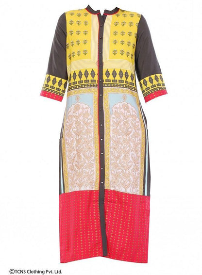 Multicoloured Printed 3/4 Sleeve kurta - wforwoman