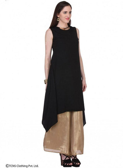 Black Sleeveless kurta - wforwoman