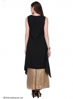 Black Sleeveless kurta - wforwoman