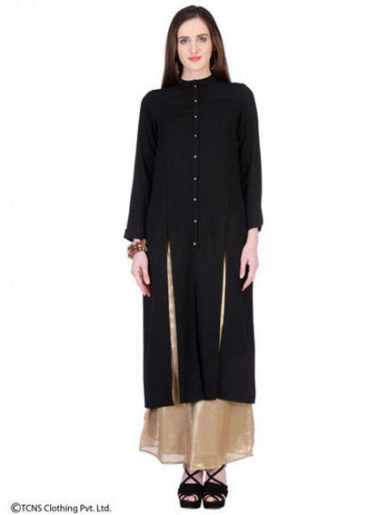 Black Full Sleeve kurta - wforwoman