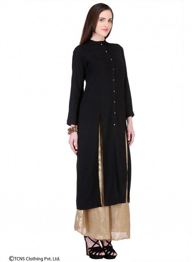 Black Full Sleeve kurta - wforwoman