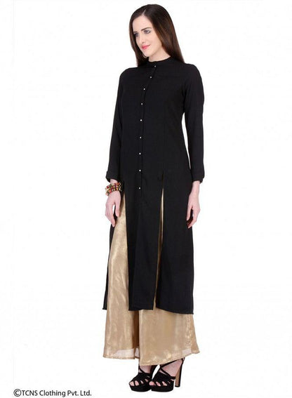 Black Full Sleeve kurta - wforwoman