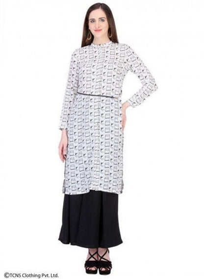 White Full Sleeve kurta - wforwoman