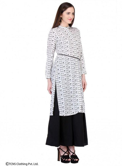 White Full Sleeve kurta - wforwoman