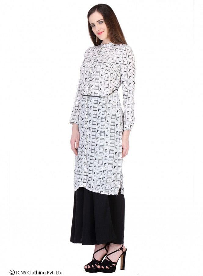 White Full Sleeve kurta - wforwoman