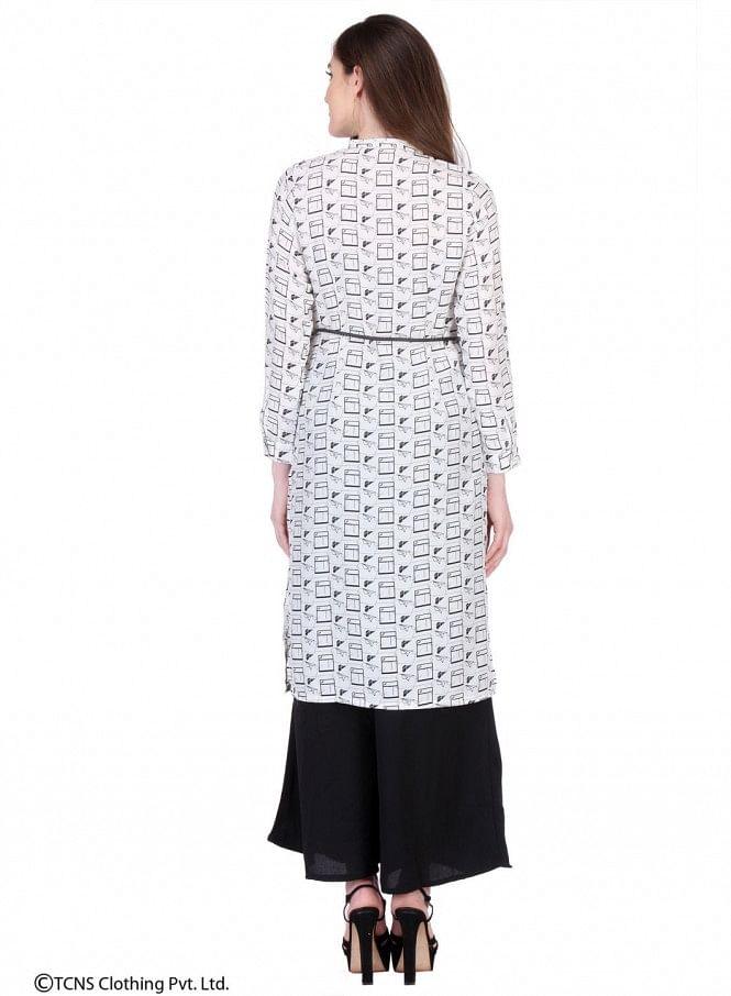 White Full Sleeve kurta - wforwoman