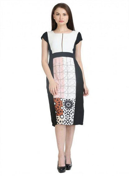 Black And White Short Sleeve Printed Dress - wforwoman