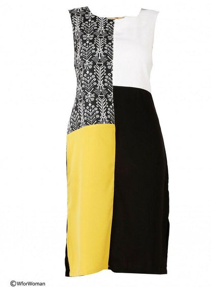 Black Printed Sleeveless Dress - wforwoman