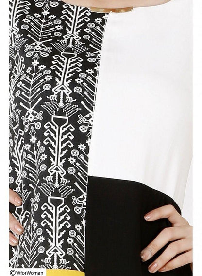 Black Printed Sleeveless Dress - wforwoman