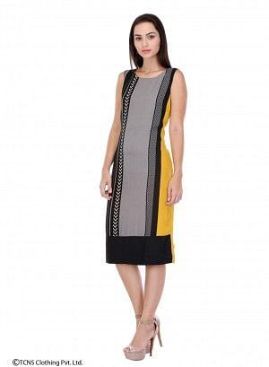 Grey Printed Sleeveless Dress - wforwoman