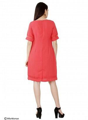 Pink Short Sleeve Pintuck Dress - wforwoman