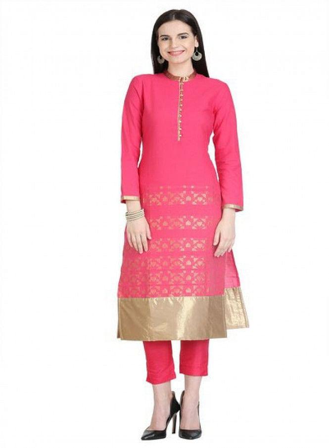 Pink Full Sleeve Printed kurta - wforwoman