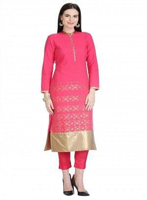 Pink Full Sleeve Printed kurta - wforwoman