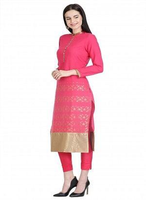 Pink Full Sleeve Printed kurta - wforwoman