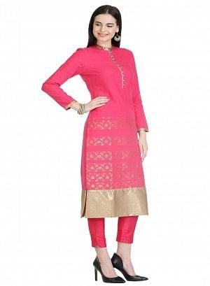 Pink Full Sleeve Printed kurta - wforwoman