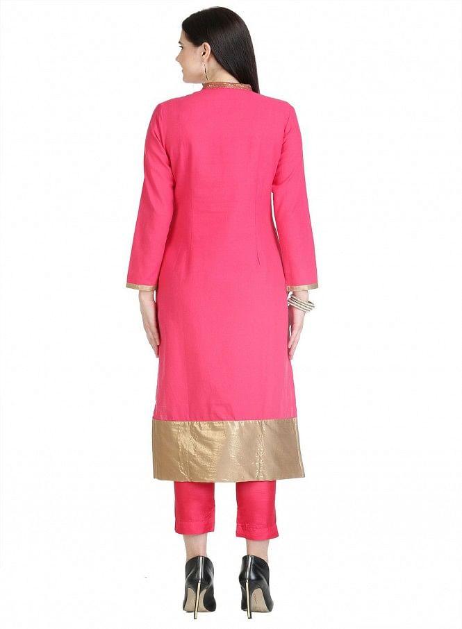 Pink Full Sleeve Printed kurta - wforwoman