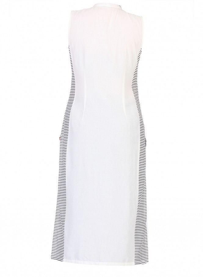 White Printed Sleeveless kurta - wforwoman