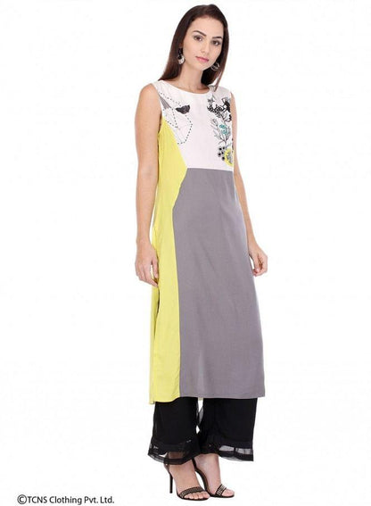 Multicoloured Printed Sleeveless kurta - wforwoman