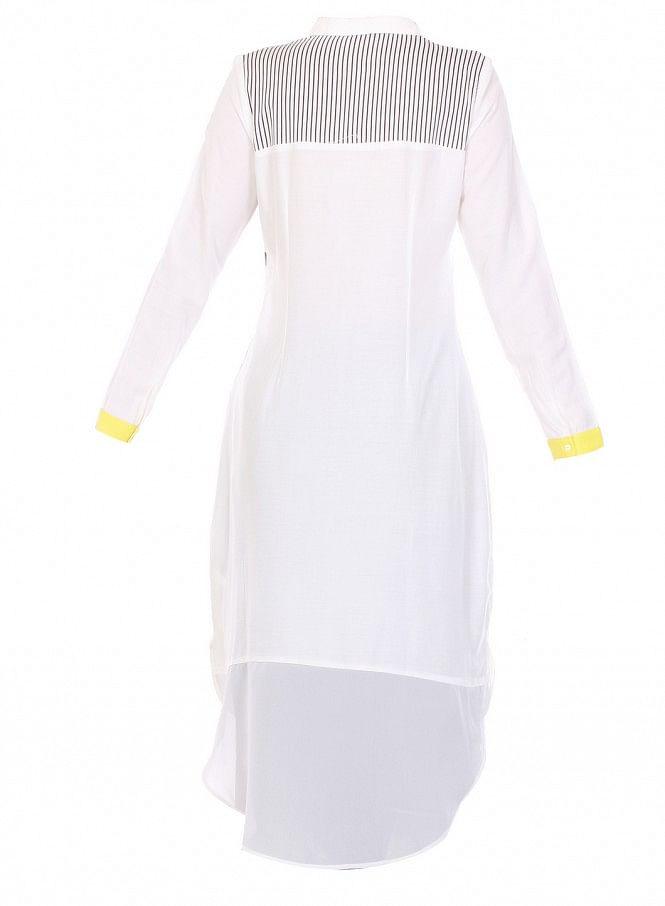 White Printed Full Sleeve kurta - wforwoman