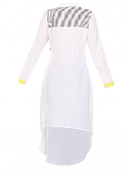 White Printed Full Sleeve kurta - wforwoman