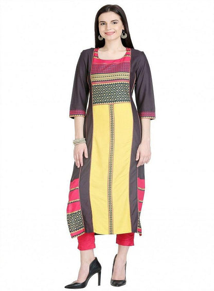 Multicolor 3/4 Sleeve Printed kurta - wforwoman