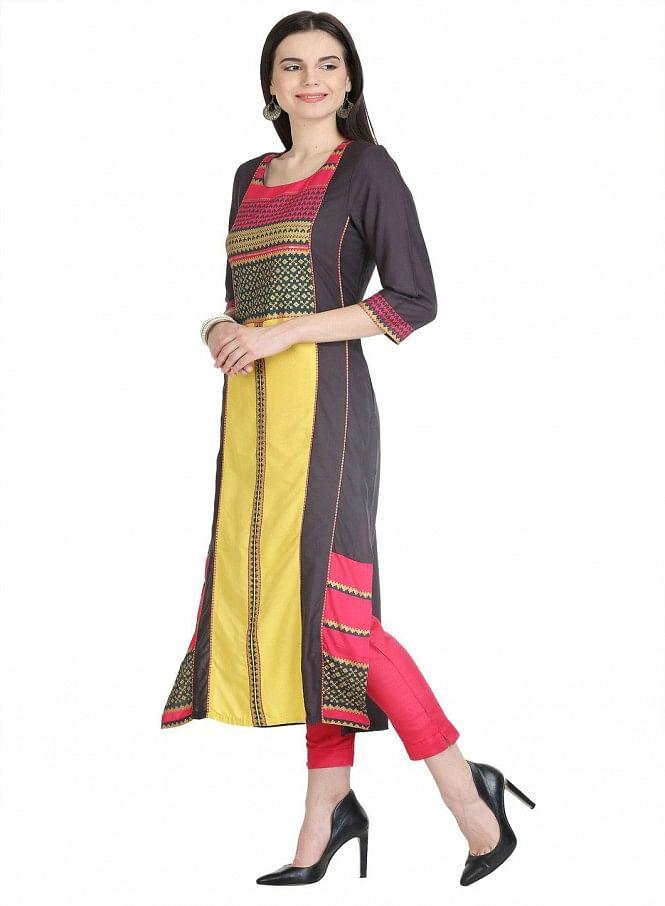 Multicolor 3/4 Sleeve Printed kurta - wforwoman