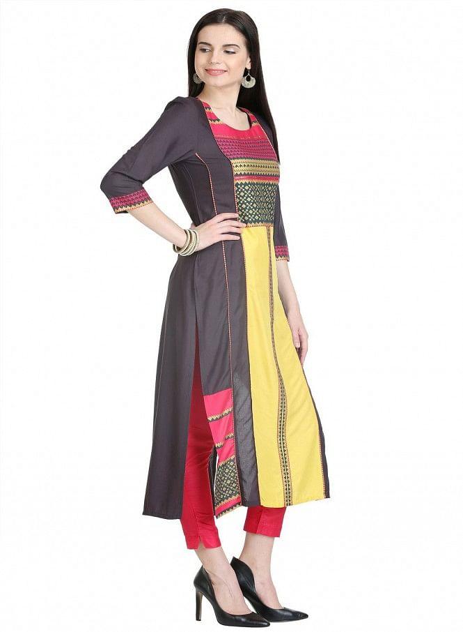 Multicolor 3/4 Sleeve Printed kurta - wforwoman