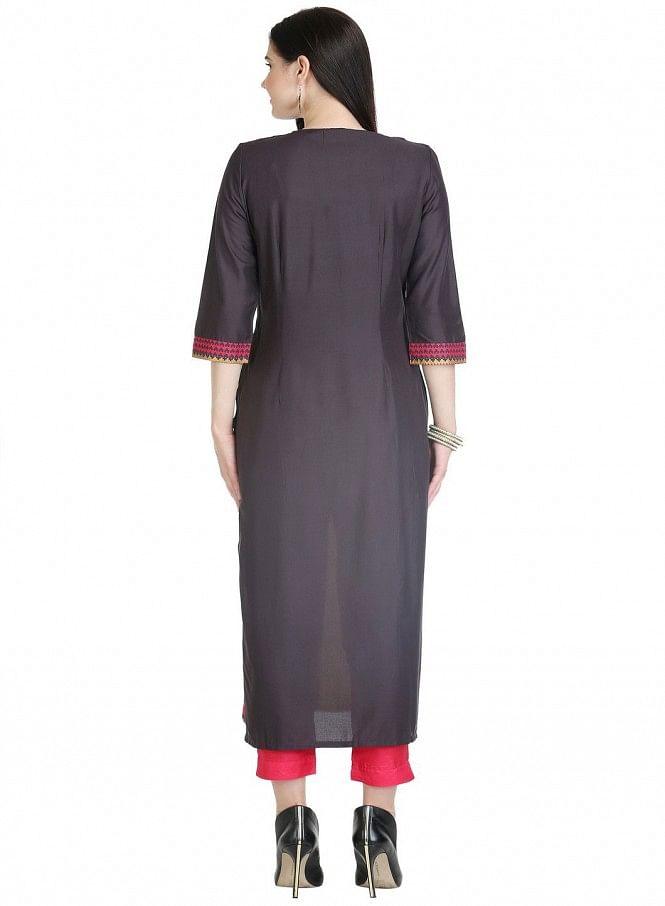 Multicolor 3/4 Sleeve Printed kurta - wforwoman