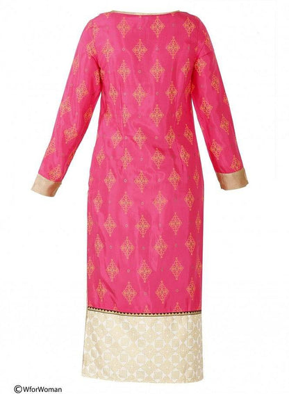 Pink Printed Full Sleeve kurta - wforwoman