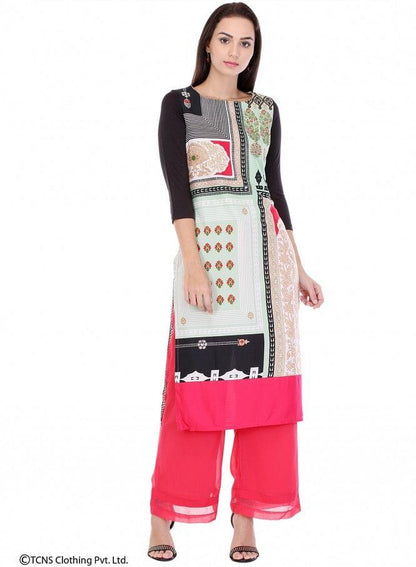 Multicoloured Printed 3/4 Sleeve kurta - wforwoman