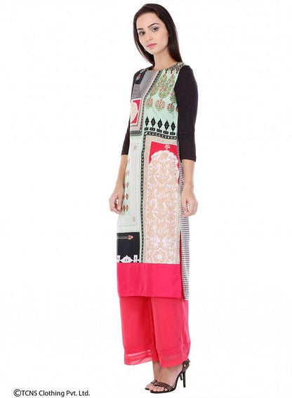 Multicoloured Printed 3/4 Sleeve kurta - wforwoman